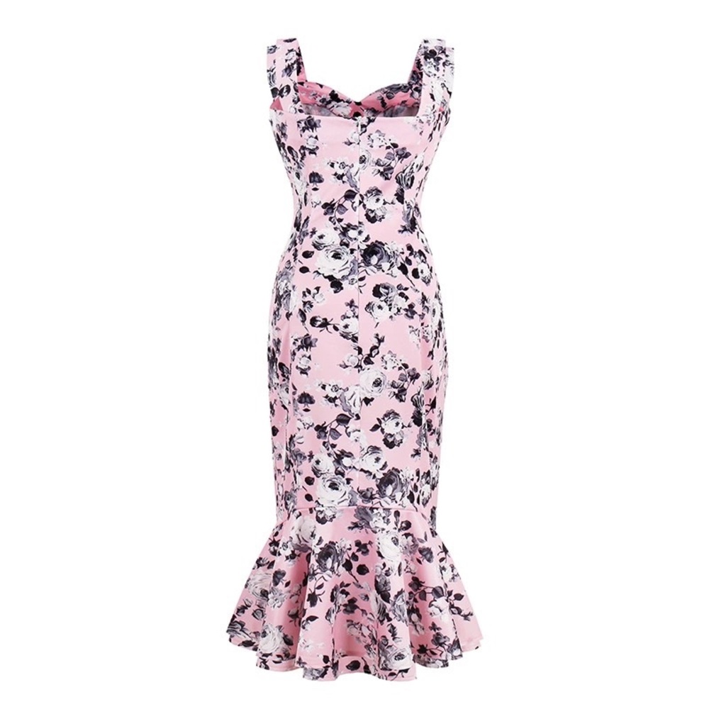 Ruffle 1950 fishtail dress flare trumpet new small
